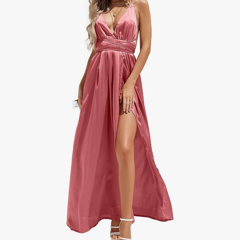 ✨ NEW Yimeili Satin Formal Gown — Pink, Size M (Never Worn, With Tags!) ✨